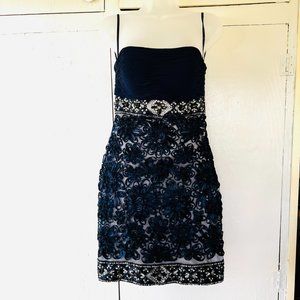 Sue Wong Beaded Strapless Floral Prom Mini Dress Size 2